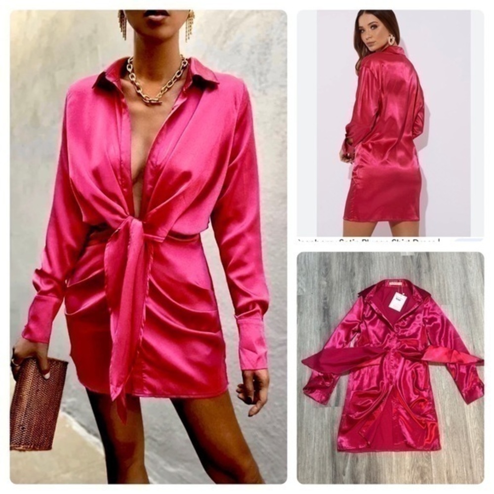 New with tags MORRISDAY Ruby Shirt Dress in fuchsia. Very flattering.Size small